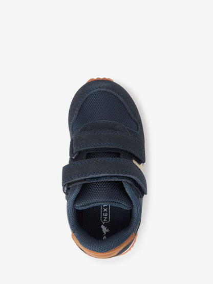 Navy Wide Fit (G) Double Strap Trainers image 3