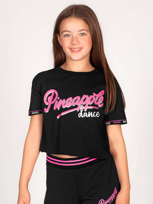 Dsiney Kidz - Pineapple Black Logo Girls Dance Crop T-Shirt image 1