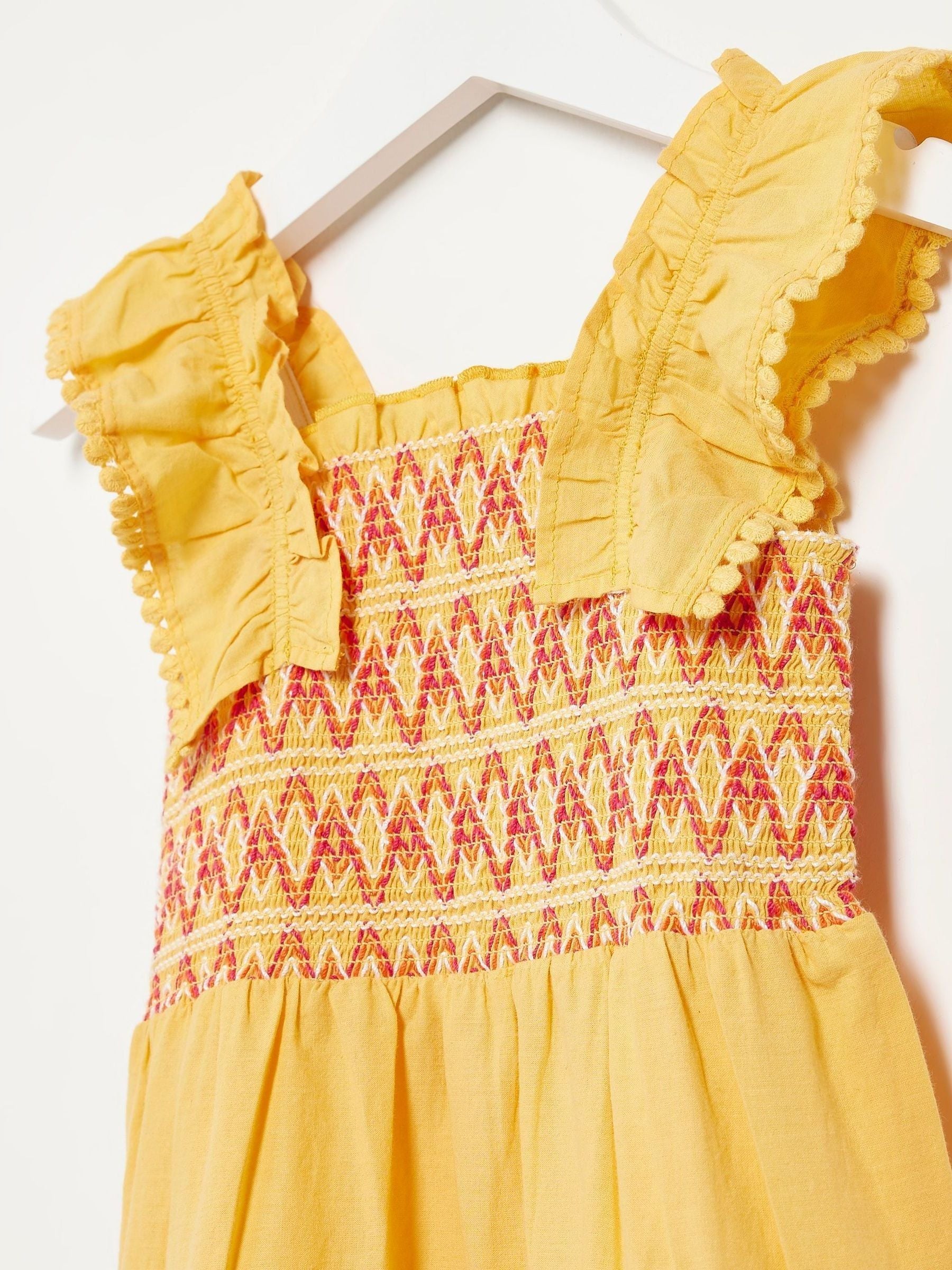 River Island Orange 100% Cotton Stitch Ruffle Smock Dress image 3