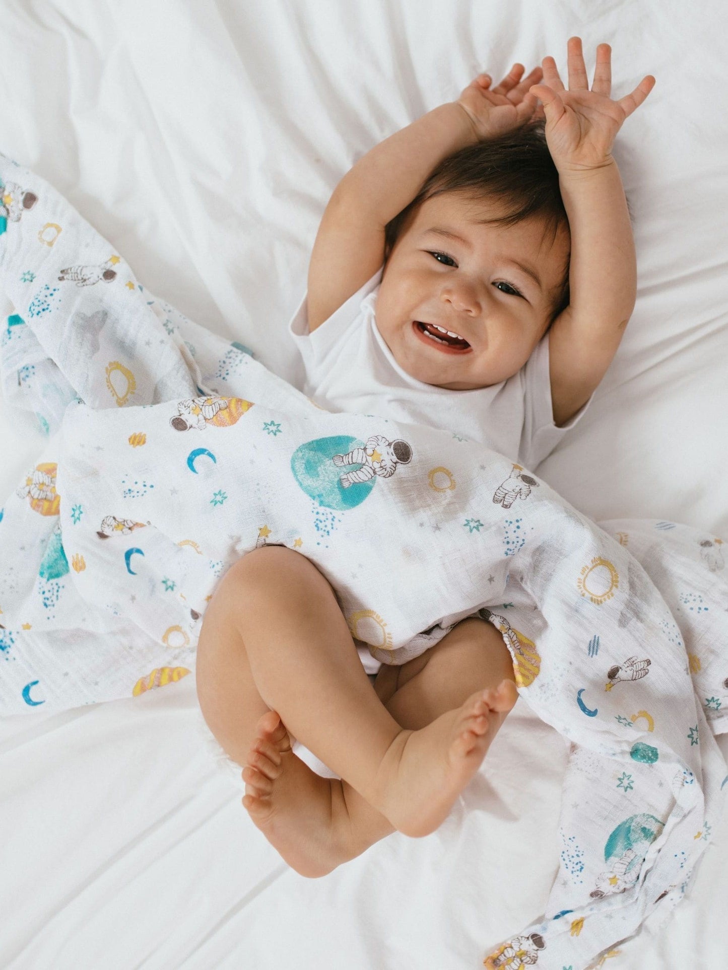 aden + anais Natural Essentials 100% Cotton Muslin Blanket Space Explorers image 1