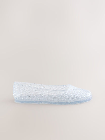 Silver Glitter Jelly Ballet Shoes image 2