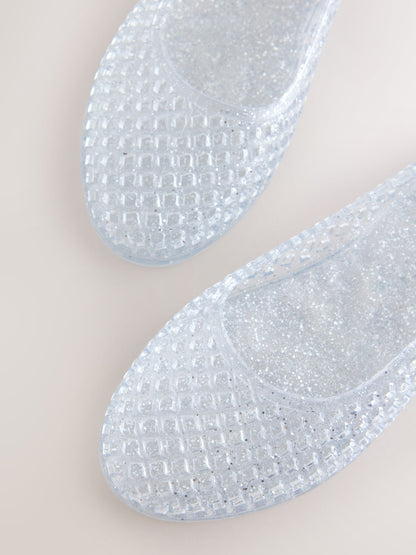 Silver Glitter Jelly Ballet Shoes image 3