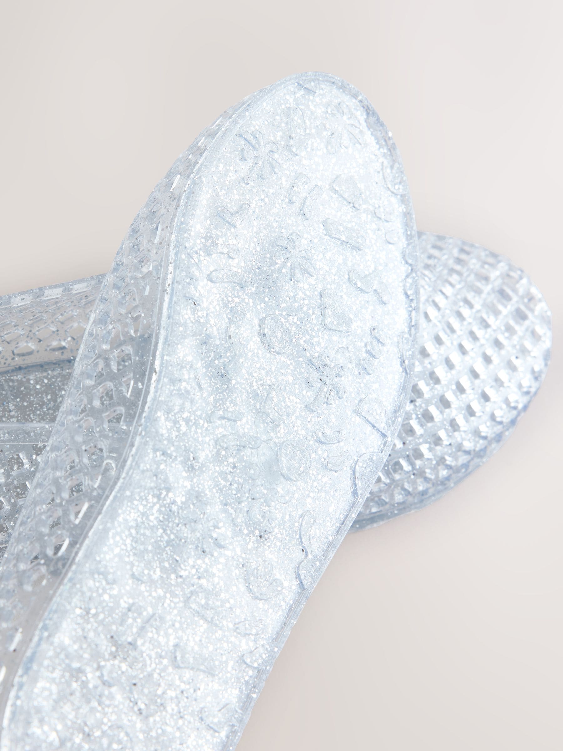 Silver Glitter Jelly Ballet Shoes image 5