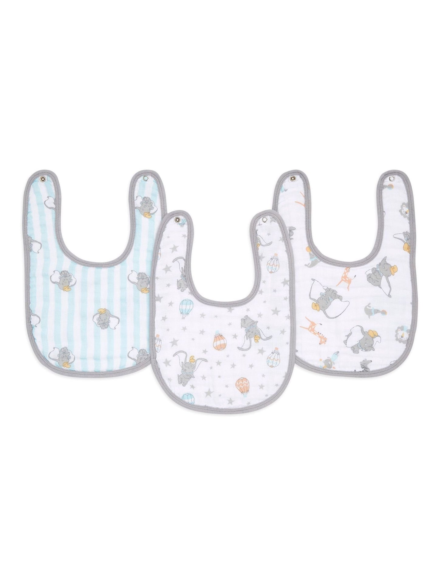 aden + anais White Essentials Muslin Snap Dumbo 100% Cotton Baby Bibs 3 Pack image 1