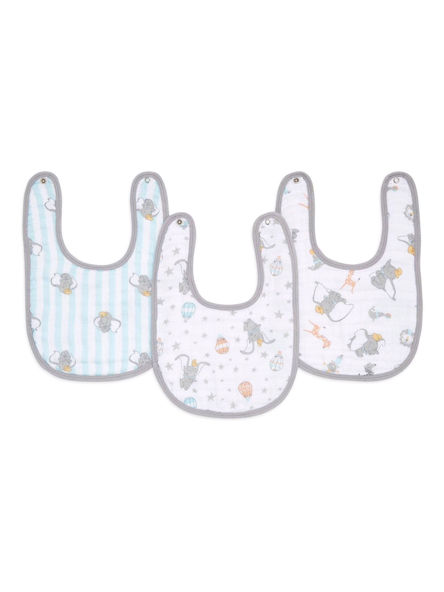 aden + anais White Essentials Muslin Snap Dumbo 100% Cotton Baby Bibs 3 Pack image 1