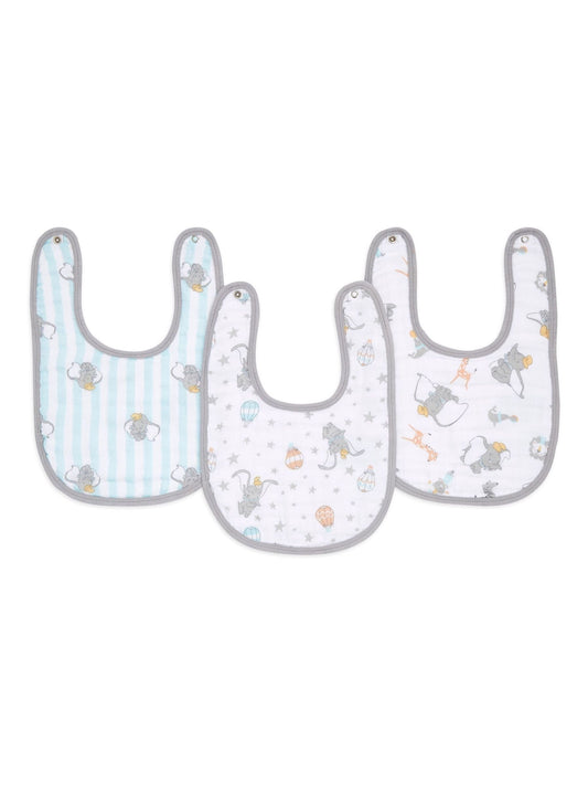 aden + anais White Essentials Muslin Snap Dumbo 100% Cotton Baby Bibs 3 Pack image 1