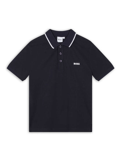 Dsiney Kidz - BOSS Navy 100% Cotton Short Sleeved Logo Polo Shirt image 1