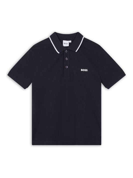 Dsiney Kidz - BOSS Navy 100% Cotton Short Sleeved Logo Polo Shirt image 1