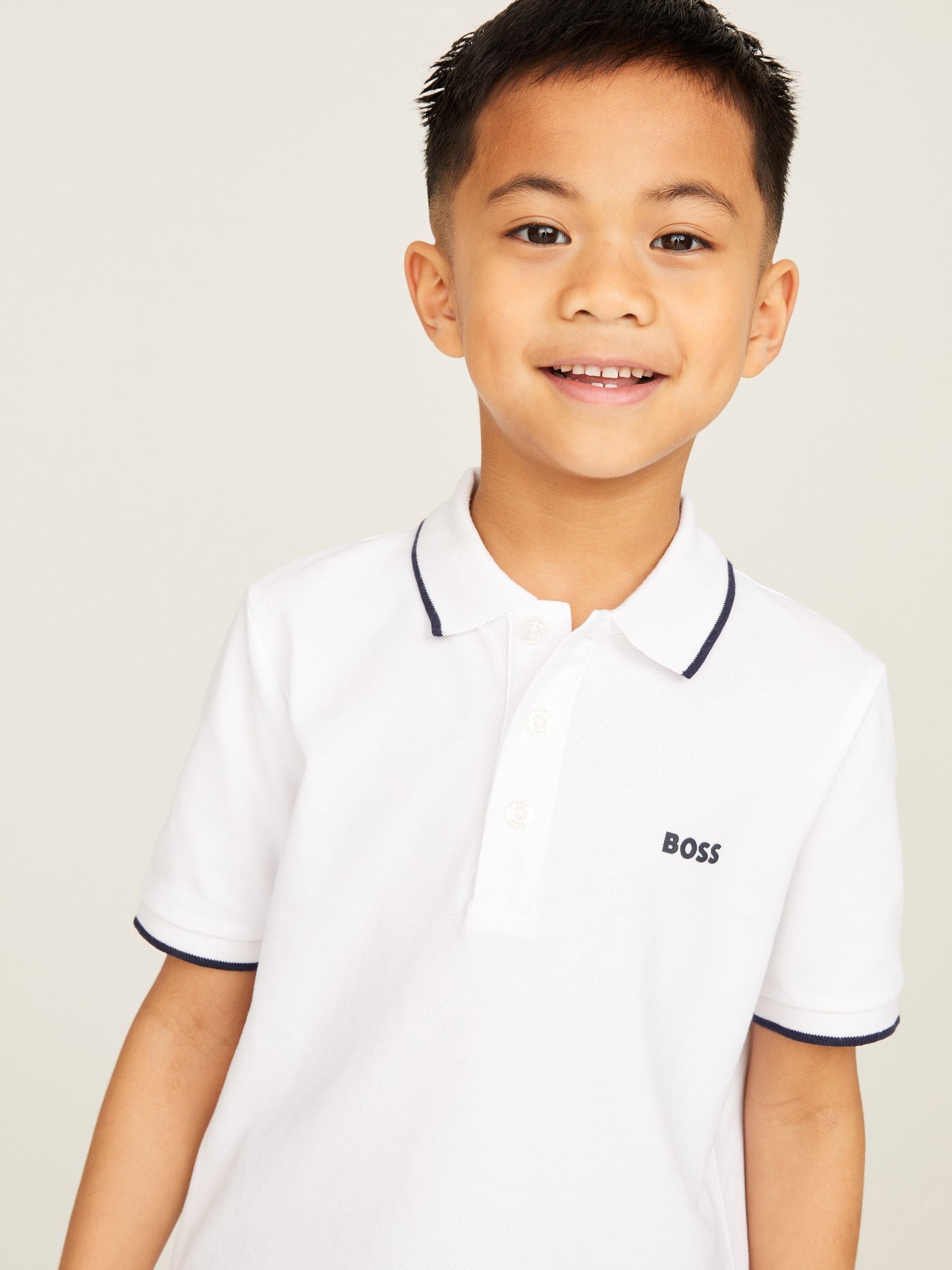 Dsiney Kidz - BOSS White 100% Cotton Short Sleeved Logo Polo Shirt image 3