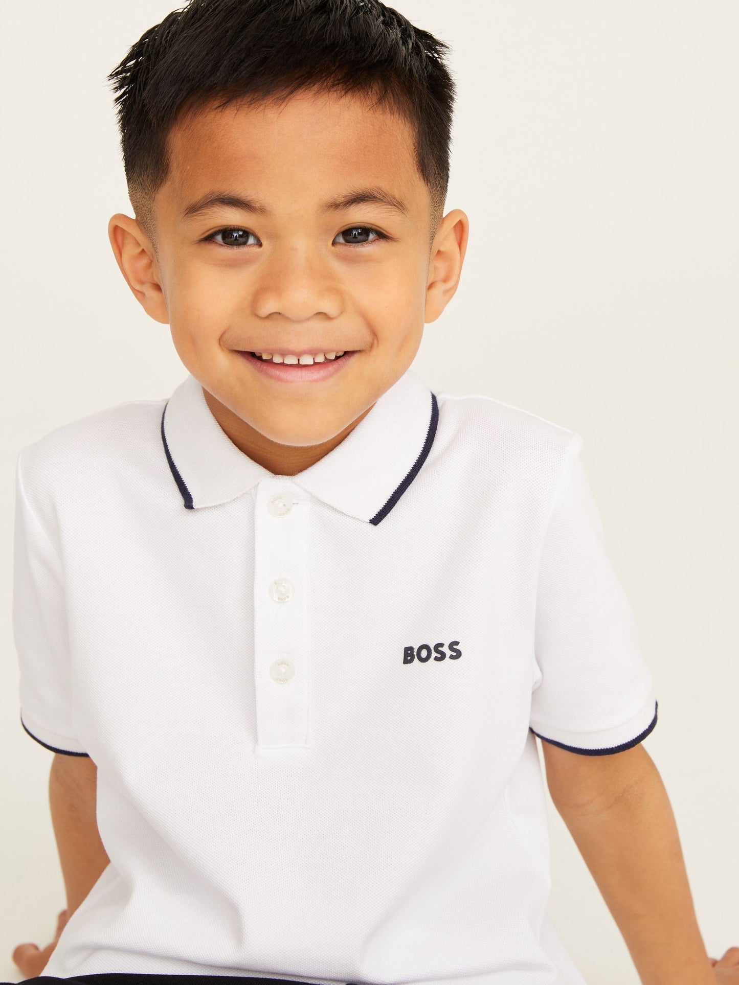 Dsiney Kidz - BOSS White 100% Cotton Short Sleeved Logo Polo Shirt image 4