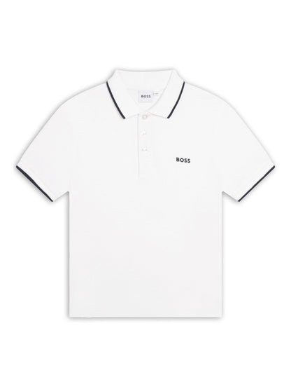 Dsiney Kidz - BOSS White 100% Cotton Short Sleeved Logo Polo Shirt image 5