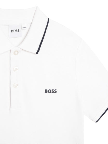 Dsiney Kidz - BOSS White 100% Cotton Short Sleeved Logo Polo Shirt image 7