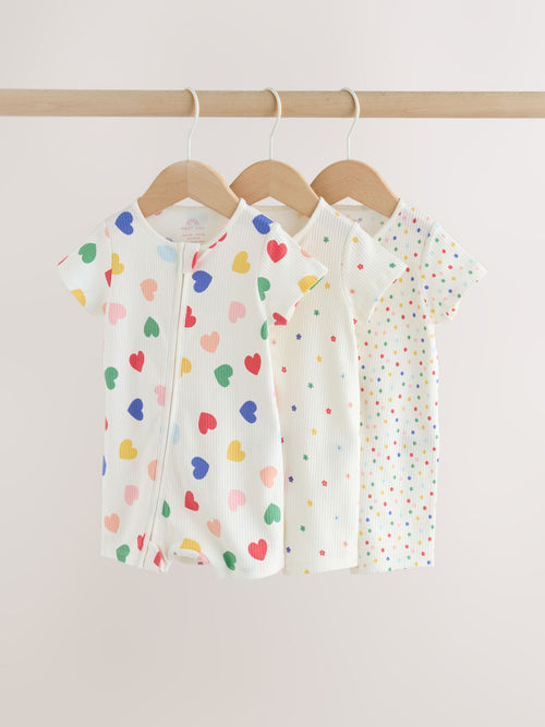 White/Blue/Red Two Way Zip Baby Rompers 3 Pack (0mths-3yrs) image 1