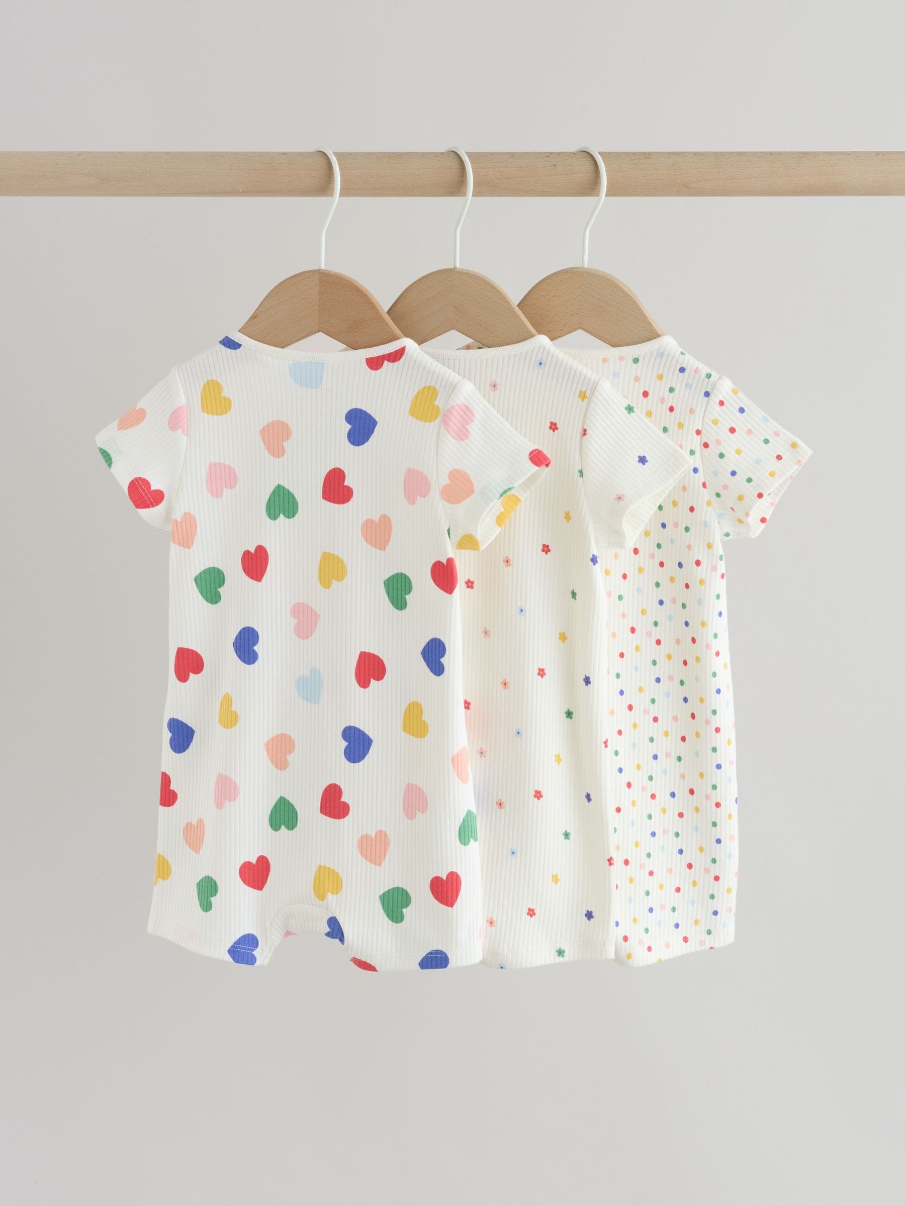 White/Blue/Red Two Way Zip Baby Rompers 3 Pack (0mths-3yrs) image 2