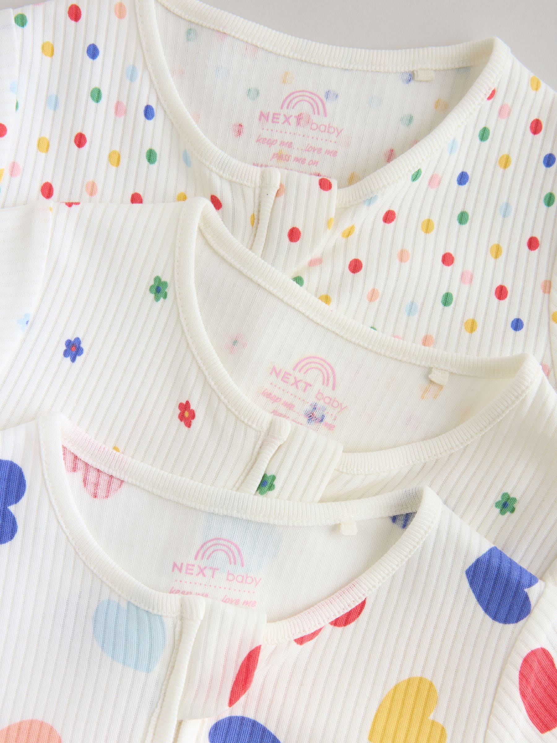 White/Blue/Red Two Way Zip Baby Rompers 3 Pack (0mths-3yrs) image 8