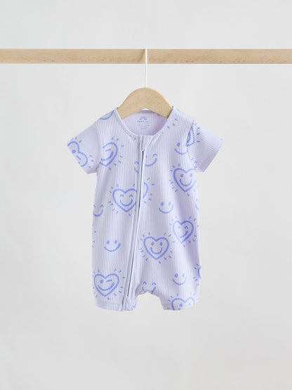 Lilac Purple Two Way Zip Baby Sleepsuits 3 Pack (0mths-3yrs) image 3