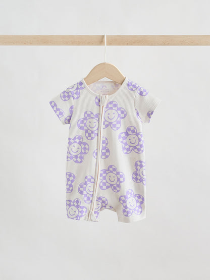 Lilac Purple Two Way Zip Baby Sleepsuits 3 Pack (0mths-3yrs) image 5