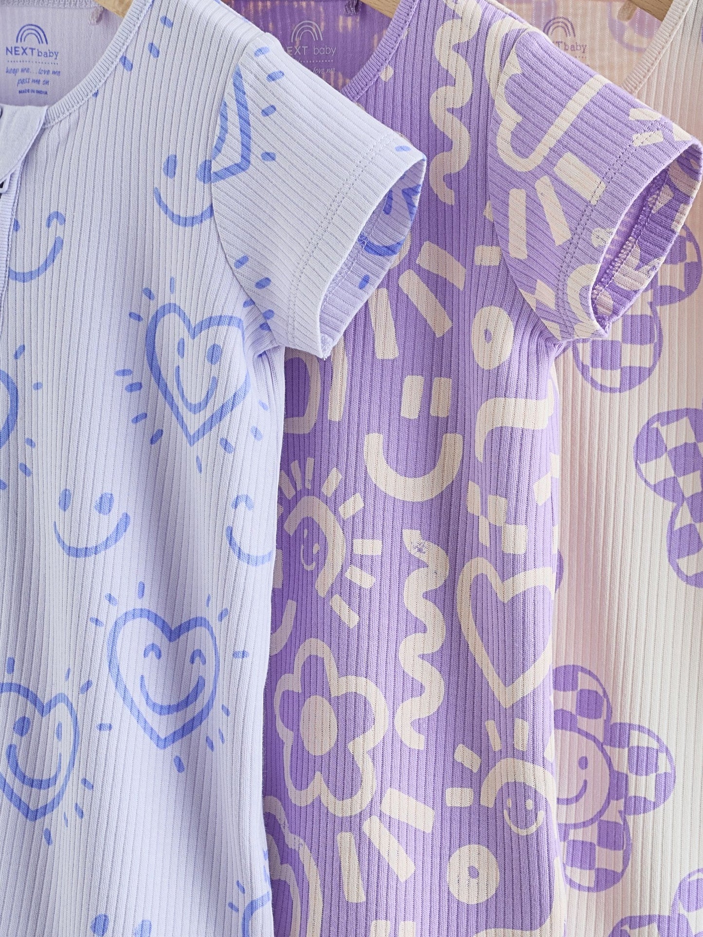 Lilac Purple Two Way Zip Baby Sleepsuits 3 Pack (0mths-3yrs) image 6