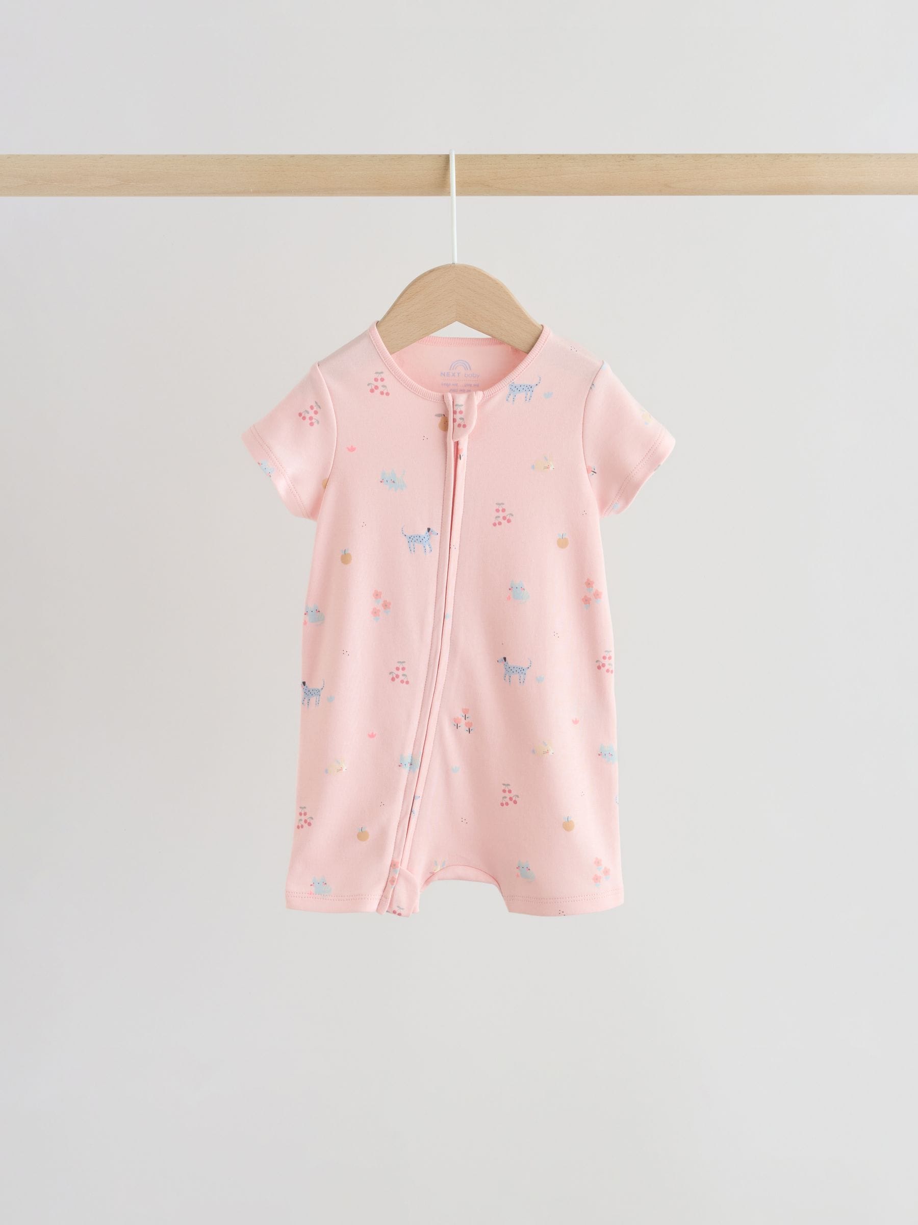 Pink/Blue Two Way Zip Baby Rompers 3 Pack (0mths-3yrs) image 3