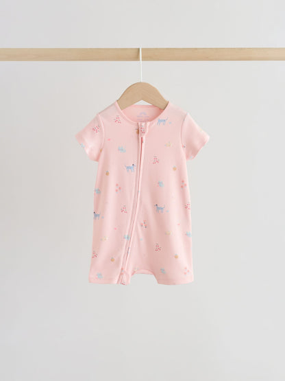 Pink/Blue Two Way Zip Baby Rompers 3 Pack (0mths-3yrs) image 3