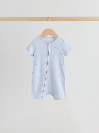 Pink/Blue Two Way Zip Baby Rompers 3 Pack (0mths-3yrs) image 4