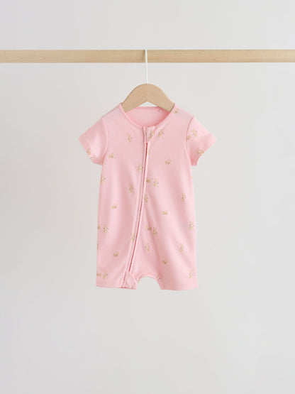 Pink/Blue Two Way Zip Baby Rompers 3 Pack (0mths-3yrs) image 5