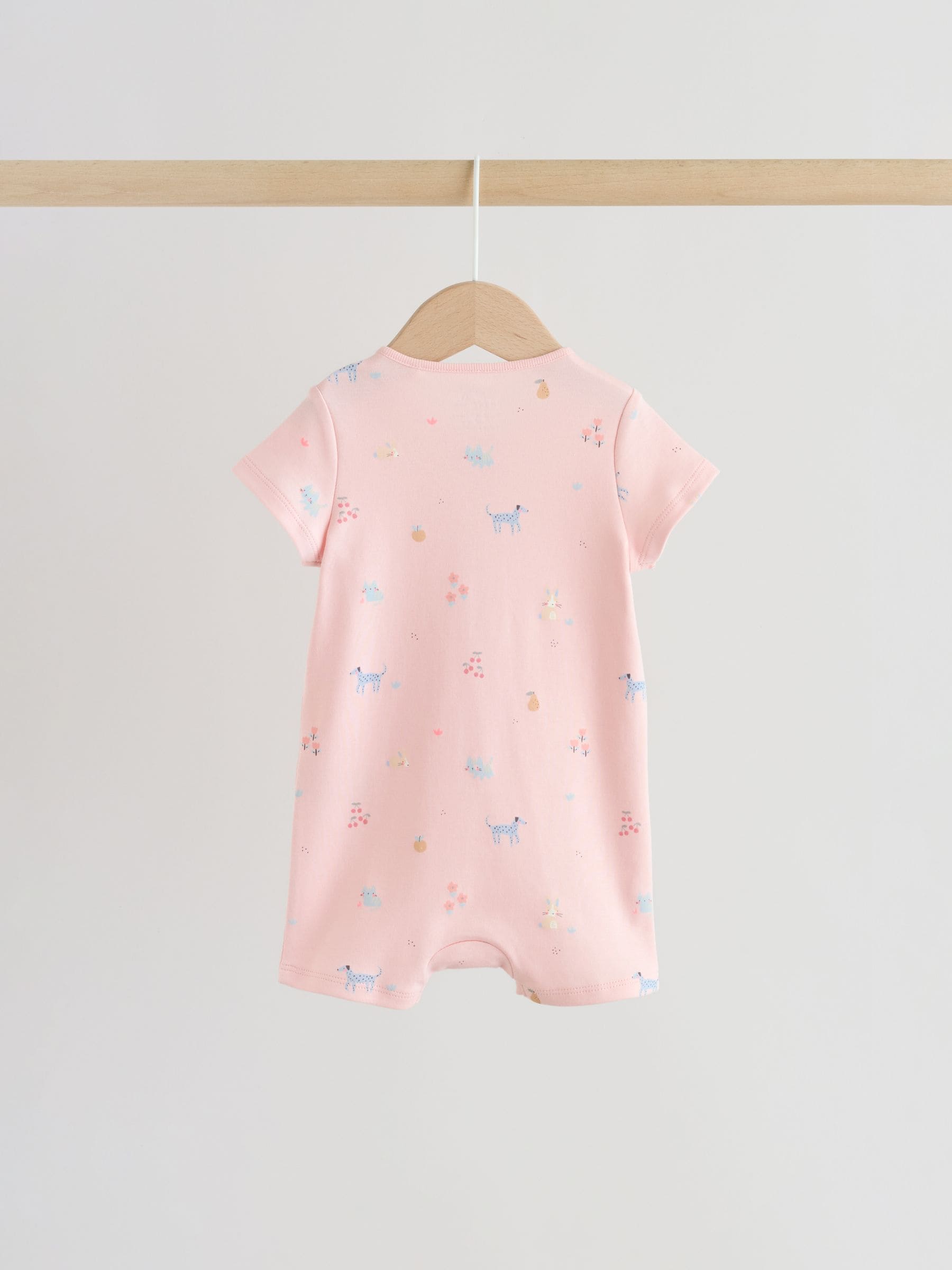 Pink/Blue Two Way Zip Baby Rompers 3 Pack (0mths-3yrs) image 6