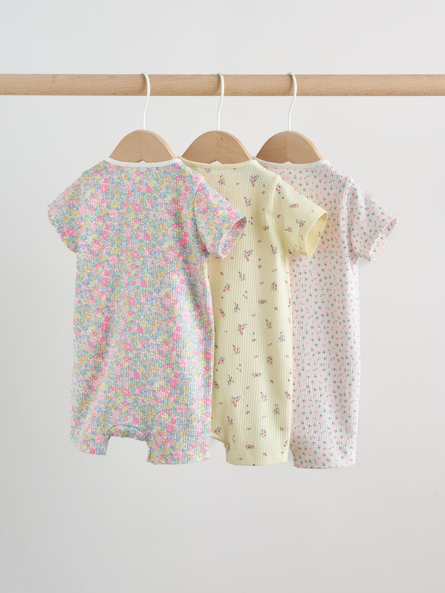 Pink/Yellow Two Way Zip Baby Rompers 3 Pack (0mths-3yrs) image 4