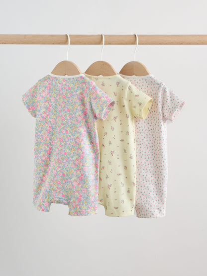 Pink/Yellow Two Way Zip Baby Rompers 3 Pack (0mths-3yrs) image 4