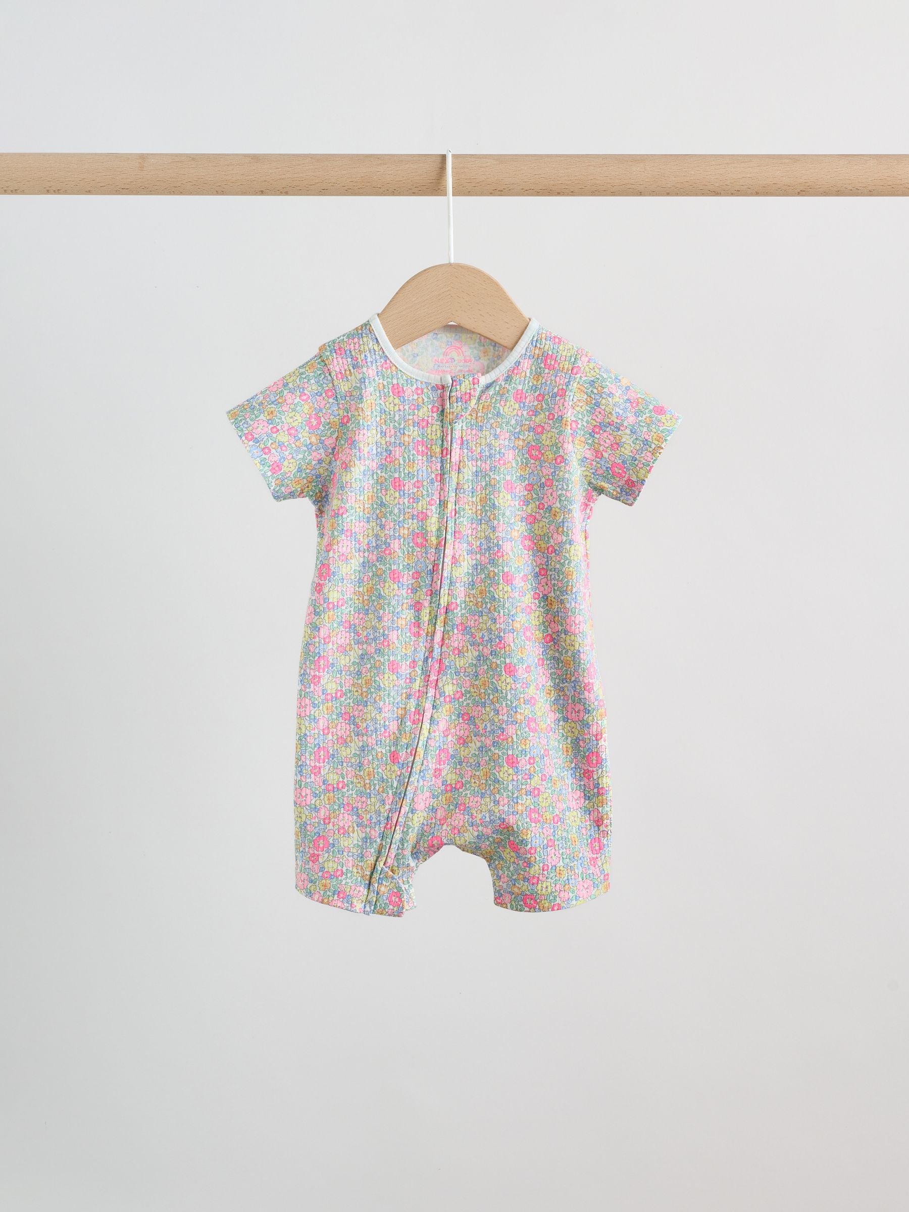Pink/Yellow Two Way Zip Baby Rompers 3 Pack (0mths-3yrs) image 5