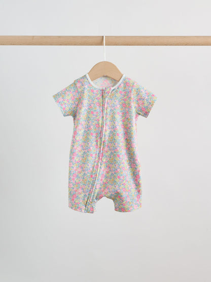 Pink/Yellow Two Way Zip Baby Rompers 3 Pack (0mths-3yrs) image 5