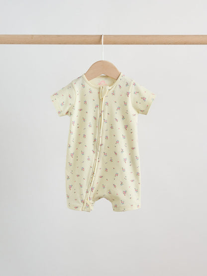 Pink/Yellow Two Way Zip Baby Rompers 3 Pack (0mths-3yrs) image 7