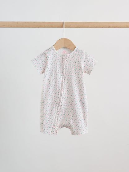 Pink/Yellow Two Way Zip Baby Rompers 3 Pack (0mths-3yrs) image 8