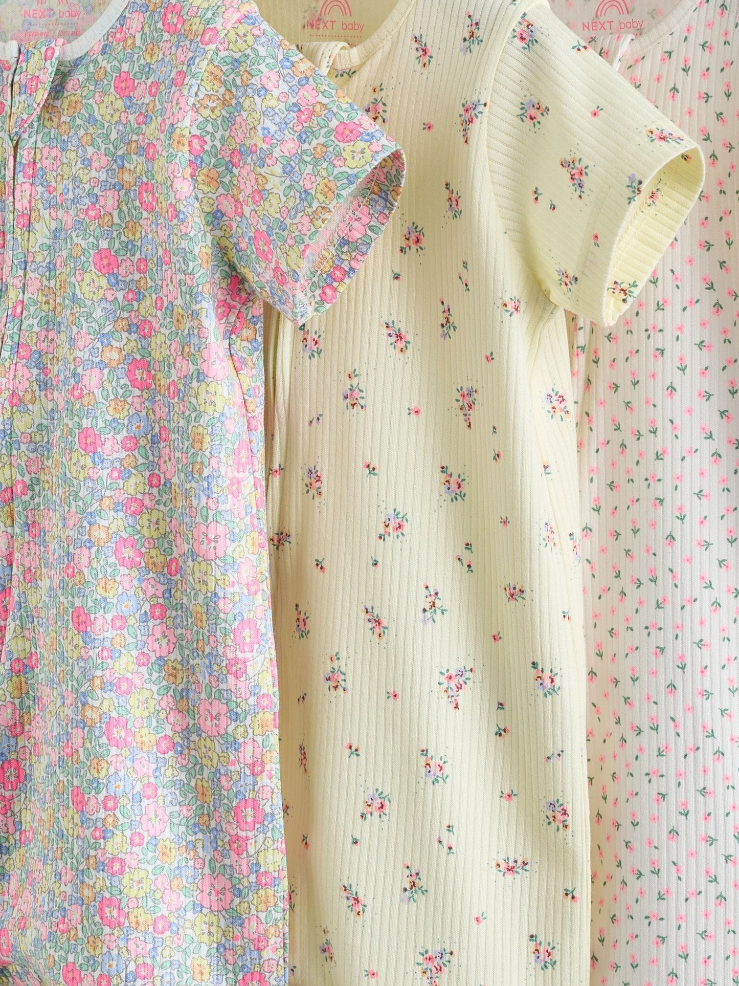 Pink/Yellow Two Way Zip Baby Rompers 3 Pack (0mths-3yrs) image 9