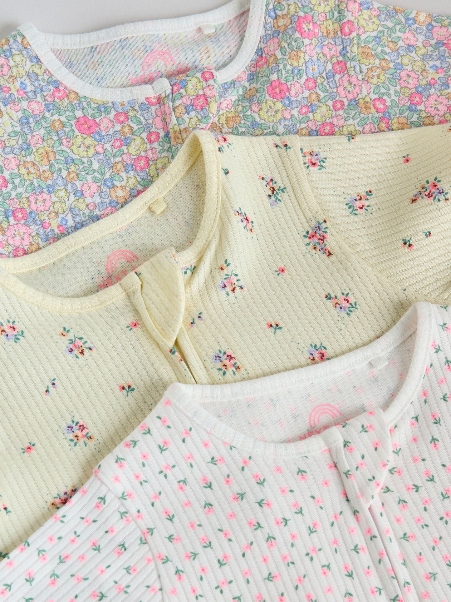 Pink/Yellow Two Way Zip Baby Rompers 3 Pack (0mths-3yrs) image 8