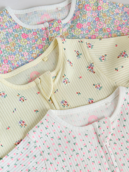 Pink/Yellow Two Way Zip Baby Rompers 3 Pack (0mths-3yrs) image 8