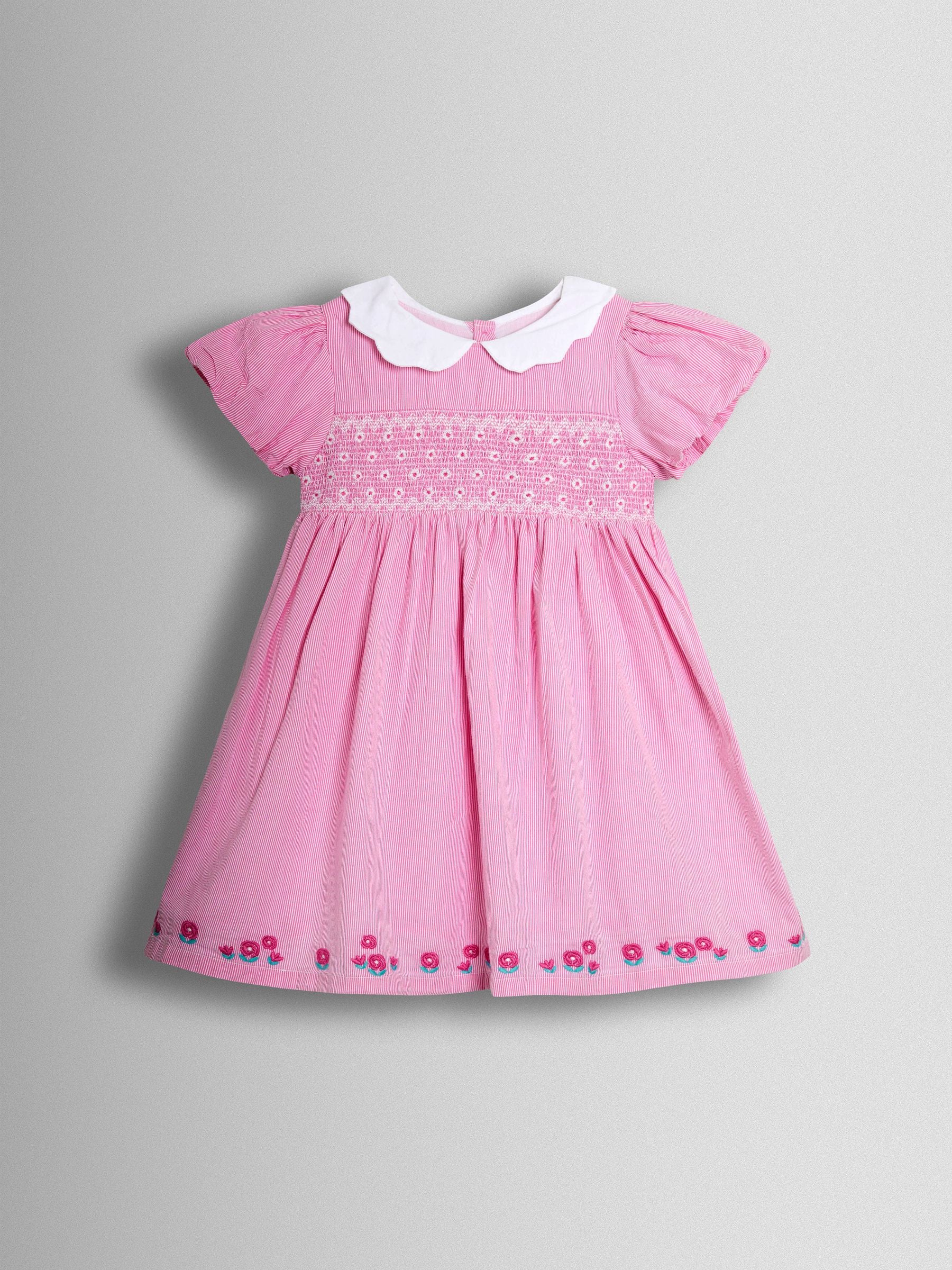 JoJo Maman Bébé Pink Bud Floral Smocked Party Dress image 1