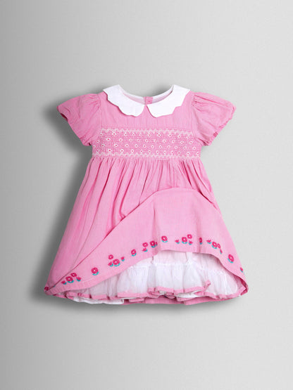 JoJo Maman Bébé Pink Bud Floral Smocked Party Dress image 4