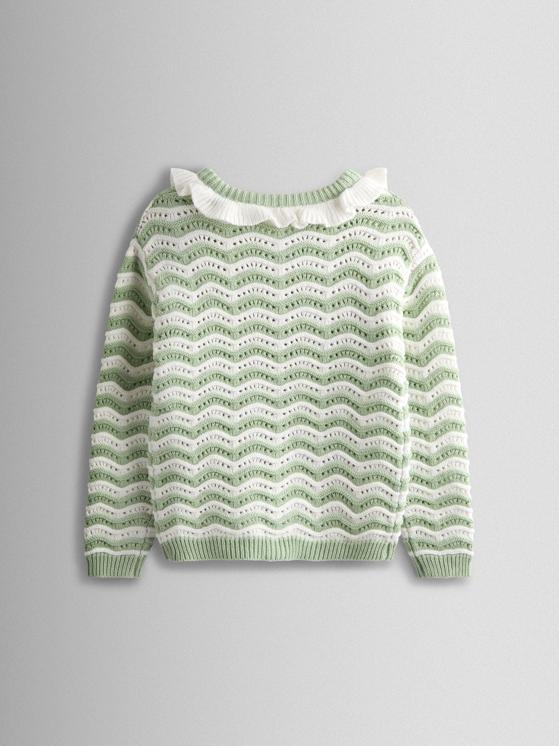 Dsiney Kidz - JoJo Maman Bébé Green Bunny Wavy Knit Appliqué Cardigan image 2