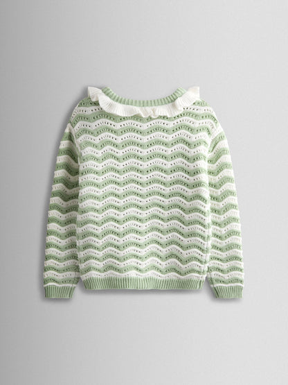 Dsiney Kidz - JoJo Maman Bébé Green Bunny Wavy Knit Appliqué Cardigan image 2