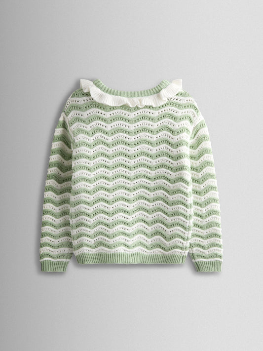 Dsiney Kidz - JoJo Maman Bébé Green Bunny Wavy Knit Appliqué Cardigan image 2