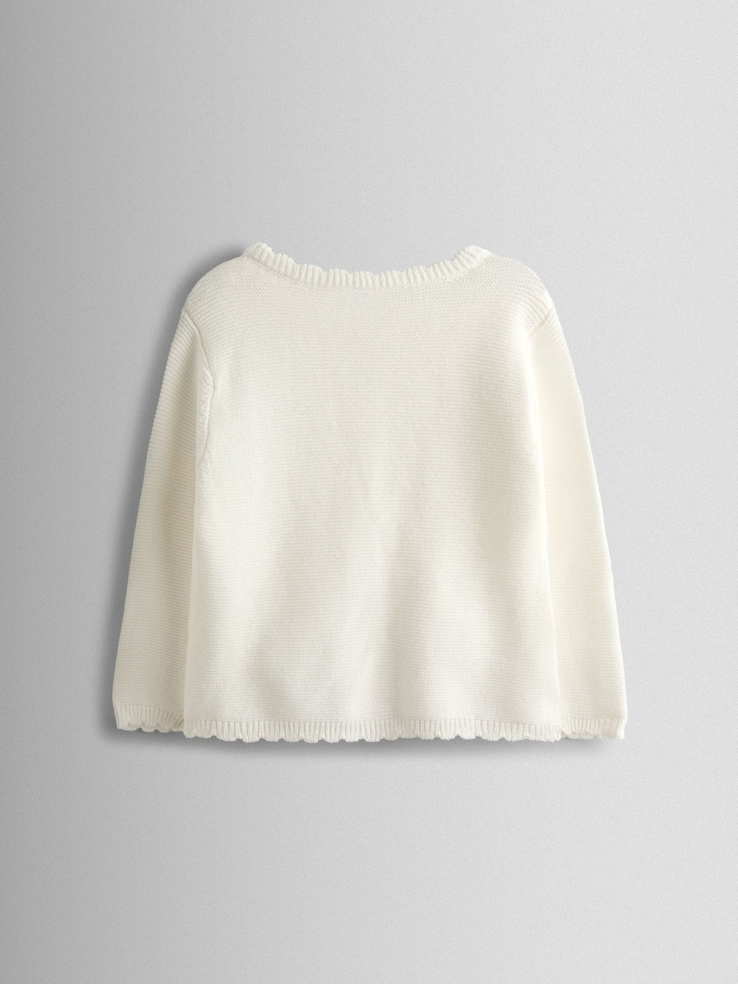 JoJo Maman Bébé Cream Classic Cotton Scallop Cardigan image 2