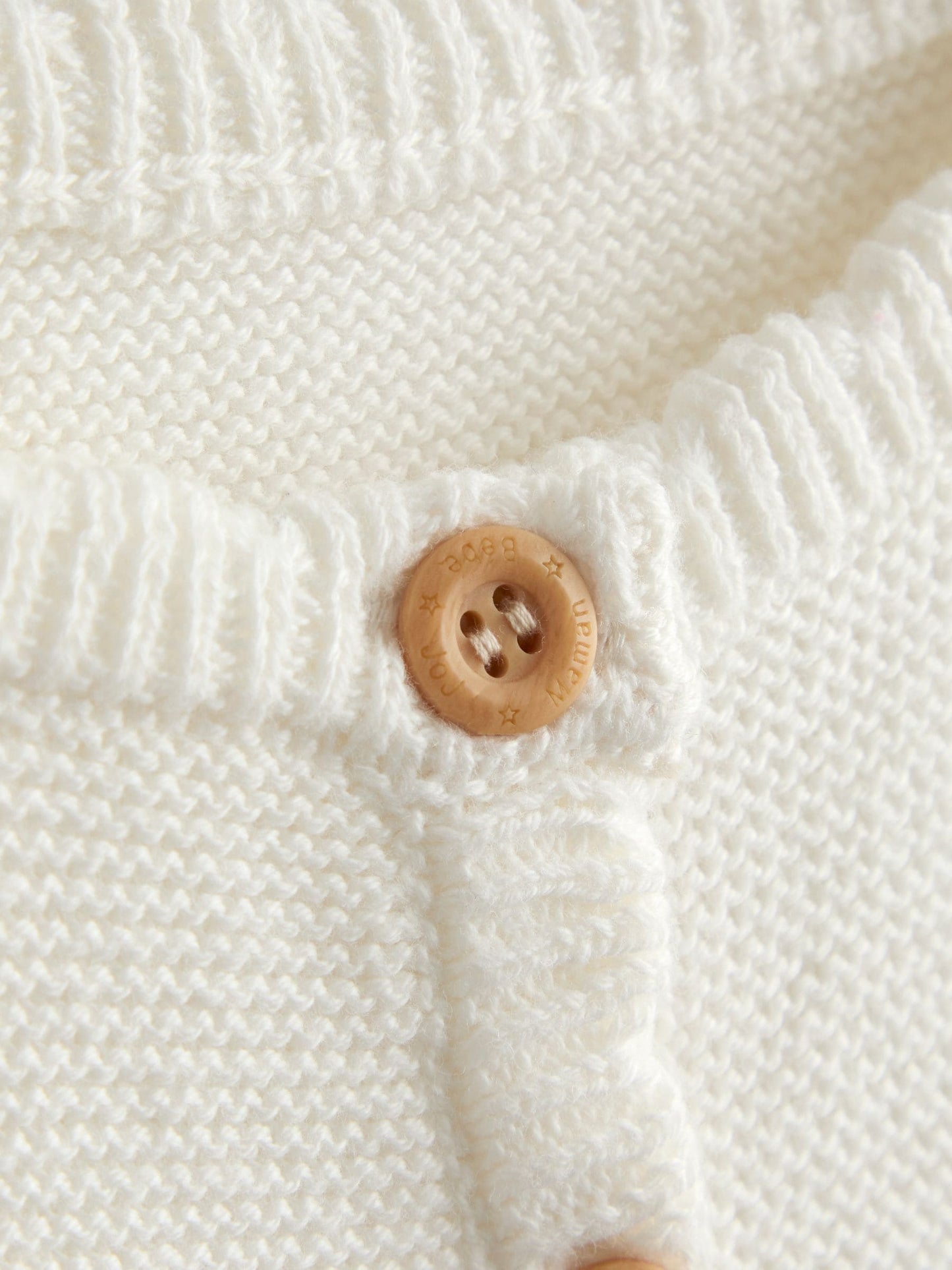 JoJo Maman Bébé Cream Classic Cotton Scallop Cardigan image 3