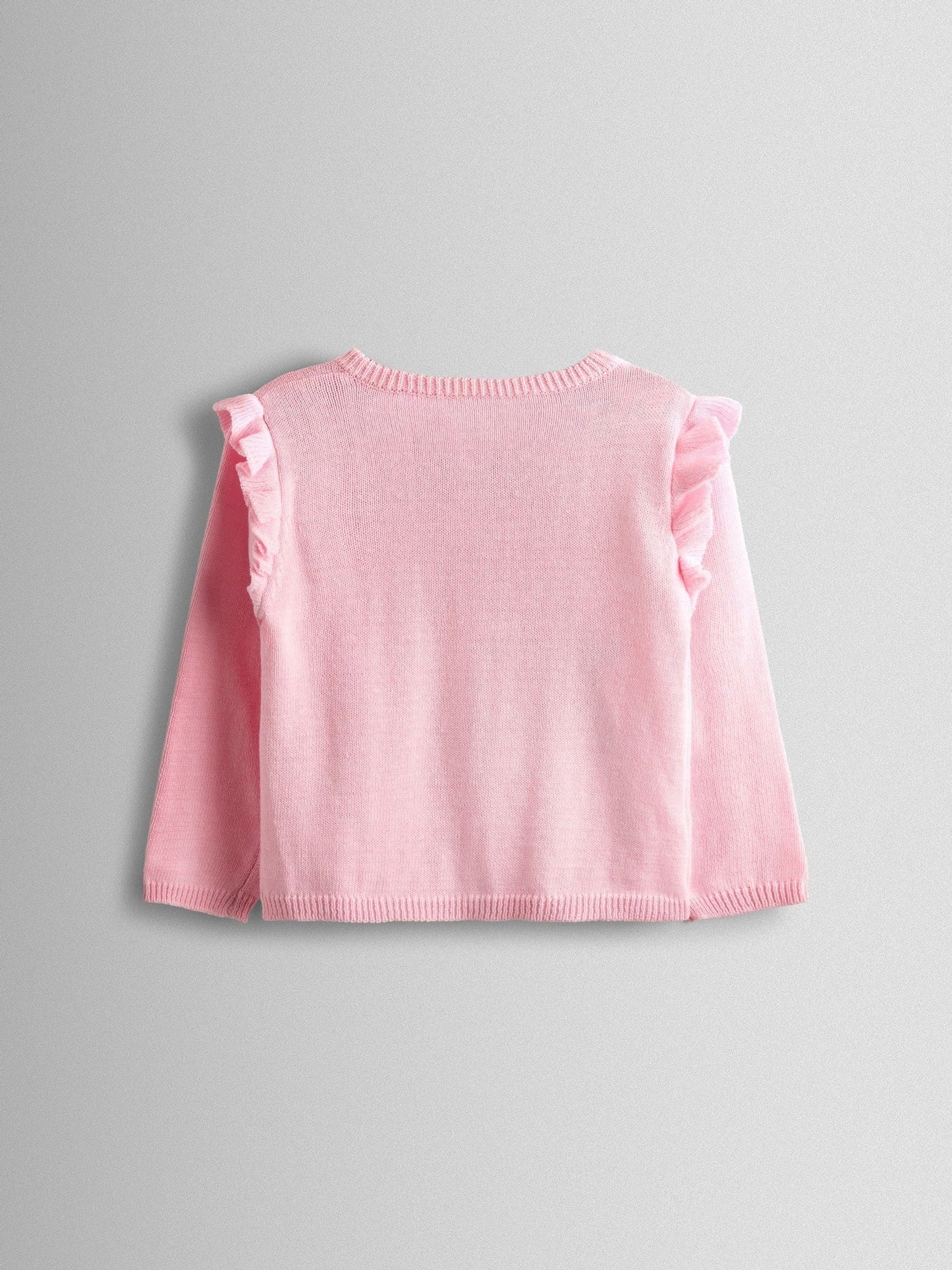 Dsiney Kidz - JoJo Maman Bébé Light Pink Bunny Pet-In-Pocket Embroidered Frill Cardigan image 2