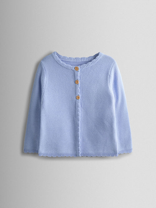 JoJo Maman Bébé Cornflower Blue Classic Cotton Scallop Cardigan image 1