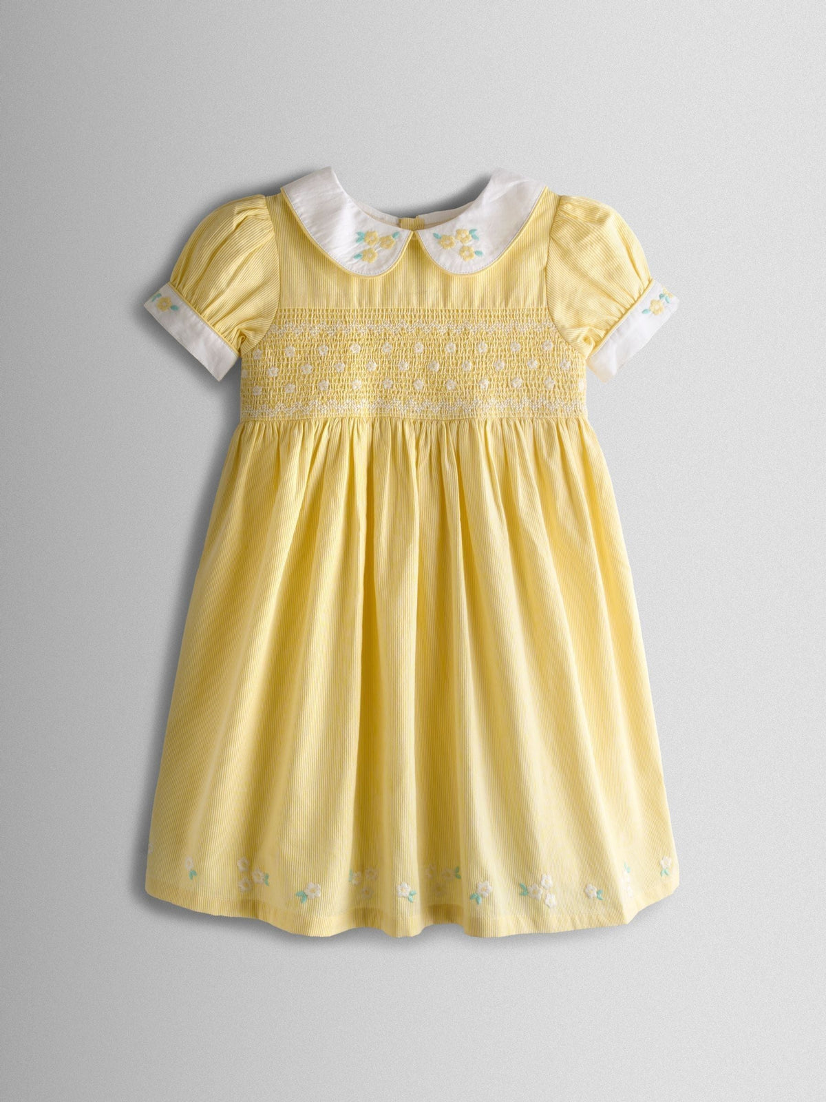 Dsiney Kidz - JoJo Maman Bébé Light Yellow Bud Floral Smocked Party Dress image 2