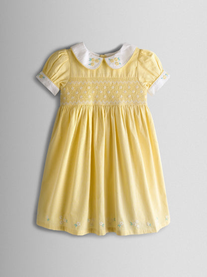 Dsiney Kidz - JoJo Maman Bébé Light Yellow Bud Floral Smocked Party Dress image 2