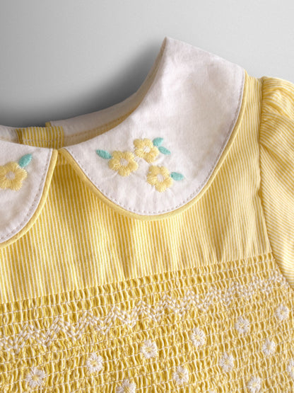 Dsiney Kidz - JoJo Maman Bébé Light Yellow Bud Floral Smocked Party Dress image 4