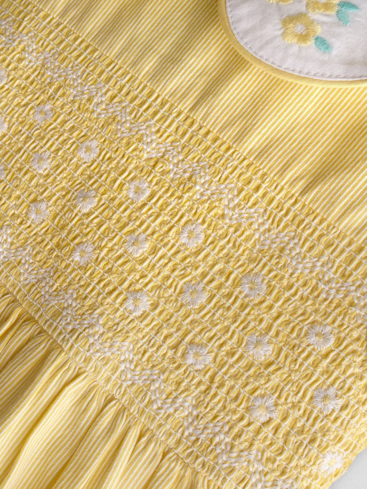 Dsiney Kidz - JoJo Maman Bébé Light Yellow Bud Floral Smocked Party Dress image 5