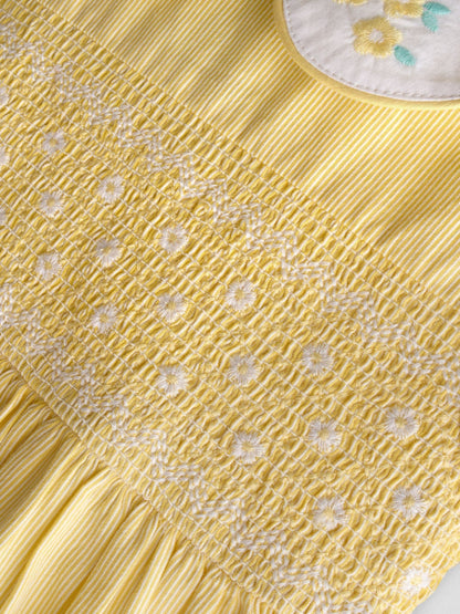 Dsiney Kidz - JoJo Maman Bébé Light Yellow Bud Floral Smocked Party Dress image 5